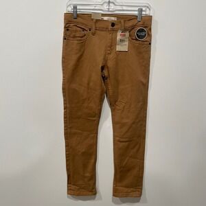 Levi's 511 Slim Fit Brown Stretch Jeans Reflective‎ Details Size 12 26x26